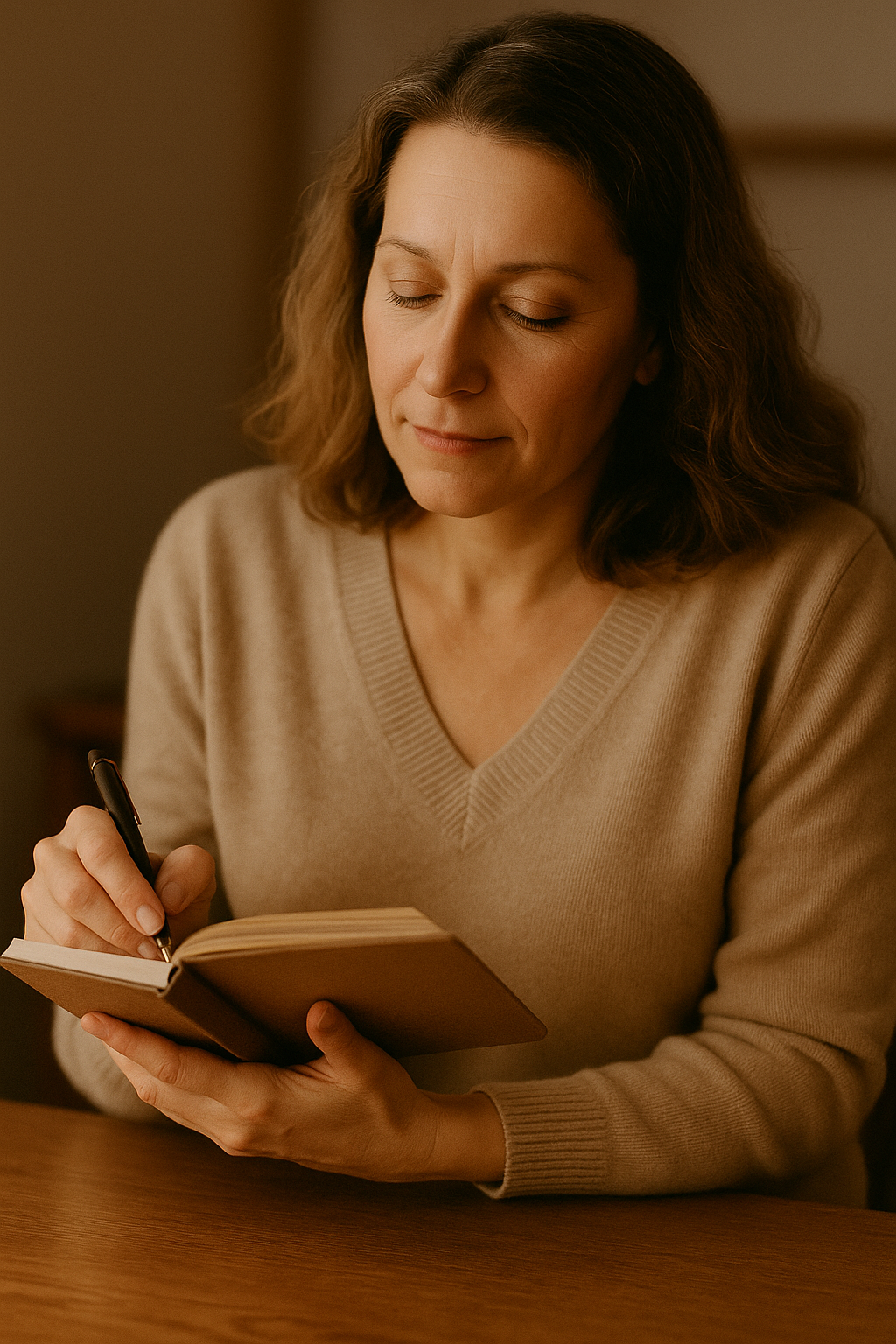 Woman writing in journal